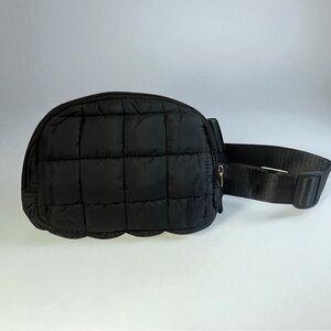Black Quilted Crossbody Belt Bag Puffer Style Adjustable Strap New